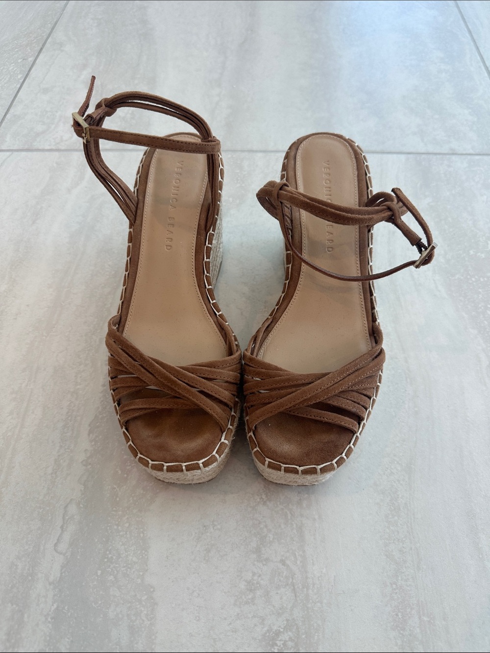 Veronica Beard Brown Suede Espadrille Wedge Sandals - 8